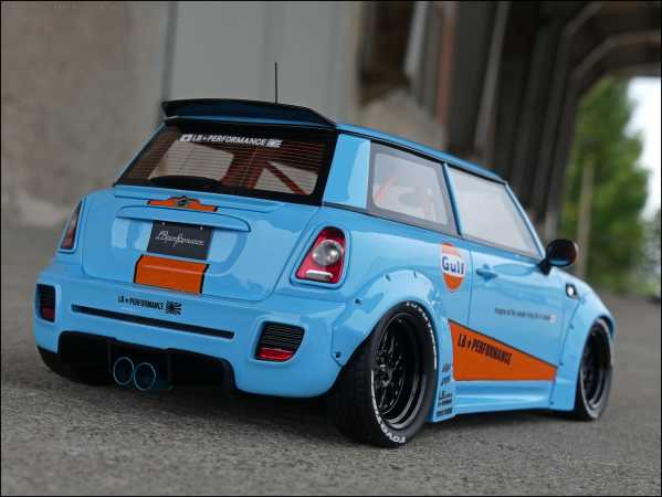 1:18 Mini Cooper LB Performance Liberty Walk GULF DESIGN - RAR LBWK -